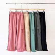 스보리 여성 카고 스트링 조거 앤 와이드 밴딩 팬츠